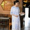 Roupas femininas Ramie 2025 verão novo novo vestido chinês feminino retro aprimorado cheongsam estilo chinês roupas de chá atacado