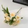 Buquê Simulado Pequeno Buquê de Rosas de Ruibarbo Arranjo de Flores para Sala de Estar Decoração Simples Nórdica Novo Produto Venda Quente Transfronteiriça