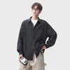 Camisa jeans casual oversized de cor sólida estilo americano, jaqueta de trabalho versátil de caimento solto, camisa de manga comprida para primavera