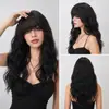 Peluca loli transfronteriza de color marrón oscuro para mujer, cabello rizado largo de 24 pulgadas, cobertura completa de la cabeza, ondulado, esponjoso, con flequillo recto, peluca realista