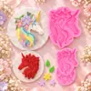 Decoración de Pastel DIY Flores y Hojas de Unicornio Grandes y Pequeñas Accesorios de Decoración de Fondant Chocolate Resina Molde de Silicona