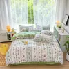 Conjunto de cuatro piezas de cachemira para planta, estilo nórdico, juego de tres piezas de sábana cepillada agradable al tacto, juego de ropa de cama, funda de edredón para dormitorio de estudiante