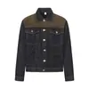 Chaqueta de Mezclilla Estilo Granja Retro con Solapa Hombres Mujeres Marca de Moda Parche de Gamuza Costura de Contraste Holgada Mezclilla Color Original Tendencia