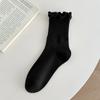 Meias Femininas de Renda para Outono e Inverno, Meias de Algodão Lisas, Combinadas com Sapatos Pequenos de Couro, Meias Longas com Babados para Maternidade de Primavera e Verão