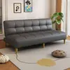 Sofá-cama linear popular para salas de estar pequenas, couro resistente a arranhões de gato, multifuncional, dobrável, de dupla finalidade, adequado para apartamentos de aluguel