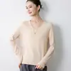 Nuevo Otoño 2026 Estilo OL Elegante Jersey de Terciopelo Andy de Cuello en V Regular Suéter de Punto para Mujer
