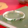 Producto de Plata Auténtico: Plata Pura 999.9 Pulsera Abierta Nudo de Bambú Estilo Chino Nuevo Luz de Palacio Lujo Moda Joyería