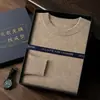 Suéter de Caxemira Masculino Pronto para Vestir com Sete Agulhas, Fio Duplo, Uma Trama, Gola Redonda, Camada Base de Tricô Espessado, Tamanho Grande, Estilo Básico, Suéter Quente