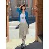 Saia Treasure: Saia Irregular de Bolinhas para Mulheres, Saia Longa de Ruffles Damasco para Primavera, Design Estiloso e Moderno