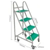 Carrito Silencioso para Libros de Biblioteca, Carrito Pequeño, Escalera para Libros, Carrito Móvil para Libros, Escalera de Tres Peldaños, Carrito para Archivos de Archivo, Carrito de Plataforma Plana