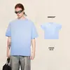 Camiseta para Hombre de Algodón Puro 250g Cuello Desgastado Negro con Efecto Pintura en Spray Degradado Retro Estilo Balenciaga Holgada Americana Manga Corta.