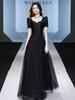 Vestido de Noite Preto para Banquetes 2026 Novo Estilo Elegante Vestido de Anfitriã para Estudantes e Exames de Arte Vestido de Verão