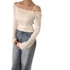 Elegante Coreano Primavera y Otoño Nuevo Estilo Francés Simple Moda Hombros Descubiertos Cuello Halter + Tirantes Finos Ajustado Tejido Conjunto de Dos Piezas para Mujer