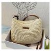 Bolso Tejido Minimalista y Fresco Estilo Bosque para Mujer, Bolso Cruzado de Paja Simple y Sofisticado, Bolso de Gran Capacidad para Vacaciones en la Playa