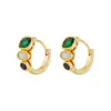 Nuevos Pendientes Dopamina de Circonita Verde Tricolor para Mujer, Nuevos Pendientes Retro Estilo Chino, Pendientes de Aro de Lujo Ligero, Venta al por Mayor para Transmisión en Vivo