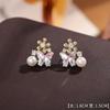 Brincos de Argola de Prata S925 com Cristal de Flor Agulha Coreana Super Brilhantes com Zircônia Grande Pequenos e Delicados Moda Brincos Versáteis