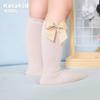 Calcetines de tubo con lazo para niña, calcetín coreano de algodón de color liso para bebé, venta al por mayor, otoño
