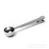 Cuchara de café portátil de acero inoxidable con clip, clip sellador de alimentos multifuncional, cuchara para leche en polvo, clip sellador de bolsas de alimentos