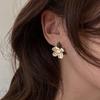 Brincos de Gardênia com Pino de Prata 925 para Mulheres, Estilo Francês Super Imortal, Brincos de Flor Tridimensional de Alta Qualidade, Brincos Atmosféricos da Moda para Celebridades da Internet