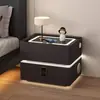 Mesita de Noche Inteligente Colgante para Dormitorio del Hogar, Gabinete de Noche de Madera Maciza, Gabinete de Almacenamiento Simple Multifuncional Minimalista Moderno de Lujo Ligero