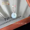 Colgante de Calcedonia Azul Hielo Natural Buda Nube Candado Ágata Hebilla de Seguridad Máscara de Zorro Collar de Jade