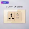 Llave de acero 118 vidrio templado interruptor de un polo dos tiros enchufe 20A enchufe universal estándar americano británico europeo