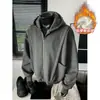 Cárdigan con capucha casual de peso pesado estilo americano, corte extragrande, sudadera de felpa de 480g, diseño deconstruido para hombre, corte holgado