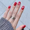 Estilo Hot Girl Y2K Rojo Brillante Estrella Uñas Portátiles Cuadradas Cortas Pegatinas de Uñas Ambiente Acabado Uñas Postizas