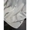 Yuran 26 Estilo Novo de Início de Primavera Fio de Algodão Pima Tingido em Fio Listras Bolha Renda Gola Alta Pequena Camisa Casual da Moda Oversized