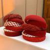 Diadema roja de Año Nuevo, horquilla para presionar el cabello para mujer, diadema para otoño e invierno que combina con todo, diadema con borde ancho, diadema con calavera alta