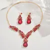 Conjunto de collar exagerado de joyería roja vintage transfronteriza, joyería de cristal lujosa, accesorios para vestidos de fiesta, suministro directo del fabricante