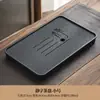 Bandeja de té de piedra negra imitación, juego de té integrado totalmente automático, uso doméstico, adecuado para té kung fu, compatible con placas de inducción, mesa de té grande para sala de estar, material natural