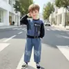 Conjunto Estiloso de Outono para Meninos Conjunto de Duas Peças Casual Hoodie Estilo Coreano Roupas Bonitas para Bebê Menino Primavera Outono