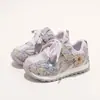 Zapatillas infantiles, zapatos casuales de velcro con estampado floral para niñas, tallas medianas y grandes, zapatillas de entrenamiento retro alemanas, zapatillas de correr de suela blanda para niñas