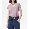Io PedidoVerano 2026 Nueva Camiseta de Manga Corta con Cuello en V Estilo Francés para Mujer, Top de Moda y Versátil para Figuras Pequeñas