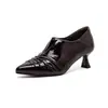 Jiezhou 2026 Otoño Nuevo Modelo Capa Superior Piel de Vaca Lugar de Trabajo Retro Tacones Altos Slip-On Puntiagudos Modernos Elegantes Zapatos de Mujer