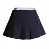 2025 Nueva Falda Negra de Rayas Verticales Plisada para Mujer Verano Cintura Alta Adelgazante Falda de Corte A Falda Corta para Hombres Bajos