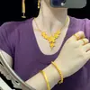 Novo Colar Flor da Três Vidas Cor Dourado Areia, Elegante, Moderno, Flor da Felicidade, Corrente Conjunto Flor de Casamento, Joias Banhadas a Ouro, Fornecimento ao Vivo