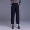Calças Harlan da Moda Feminina 2024 Inverno Coreano Cintura Alta Calças Foice Calças de Mãe de Meia Idade Plus Size Soltas Casuais Calças Pai