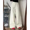 Jeans Blancos Anchos de Pierna Relajados para Mujeres Tallas Grandes mm Gordita Otoño Nuevo Cintura Alta Sueltos Efecto Adelgazante Pantalones Rectos