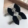 Nuevo Pasador de Pelo Negro con Lentejuelas de Diamante y Terciopelo, Moda para Flequillo y Lateral