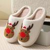 Nuevas Pantuflas de Algodón de Reno Navideño Transfronterizas para Mujer Venta al por Mayor para el Hogar Pareja Interior Alce Cálidas Pantuflas Navideñas Invierno Mujer