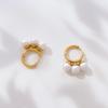 Estilo Hepburn Pendiente de Perlas Dulces Perezoso Borla Cara Delgada Blanco Arete Clip para la Oreja