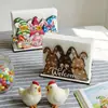 Porta Servilletas de Madera Temático del Conejo de Pascua Transfronterizo, Almacenamiento y Decoración de Madera Prácticos Dos en Uno Decoración de Mesa