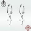Brincos de Tarraxa Europeus Aifule com Cruz Quente Prata Esterlina S925 Banhados a Platina Brincos Simples para Homens e Mulheres