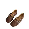 Sapatilhas elegantes e da moda 2026 novo estilo francês simples versátil tira cruzada decote baixo aumento de altura interna sapatos Mary Jane