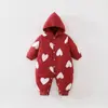 Roupas de Bebê Anyang Roupas para Bebês e Crianças Pequenas Estilo Outono Inverno Com Pelúcia Extra Roupas para Exterior Macacão de Bebê Jaqueta com Capuz de Veludo Camurça