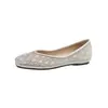 Sapatos Femininos de Bico Fino Franceses de Salto Único 2026 Outono Superfície com Strass Boca Rasa Solado Macio Sapatos de Casamento Sapatos de Noiva Sapatos de Casamento com Strass e Solado Macio