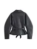 Ropa para mujer transfronteriza marca Z estilo europeo y americano AliExpress chaqueta de cuero, entallada a la cintura a la moda, cinturón popular, negro, cómoda y casual