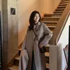 Abrigo de Lana Doble Cara para Invierno 2026 con Cuello de Muñeca, de Botonadura Sencilla, de Longitud Media, Abrigo de Lana Cachemir Gris para Mujer